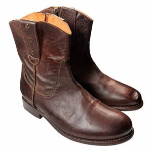 Bed Stu Men's Revolution Cowboy Western Boots with Side Zippers In Teak Size 9.5